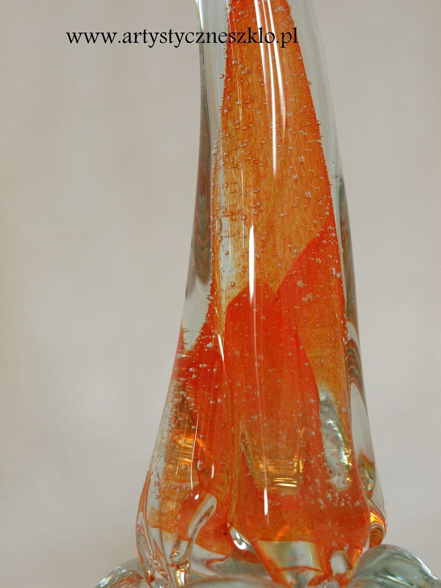 szklany anioł figurka duża xl pomarańczowa