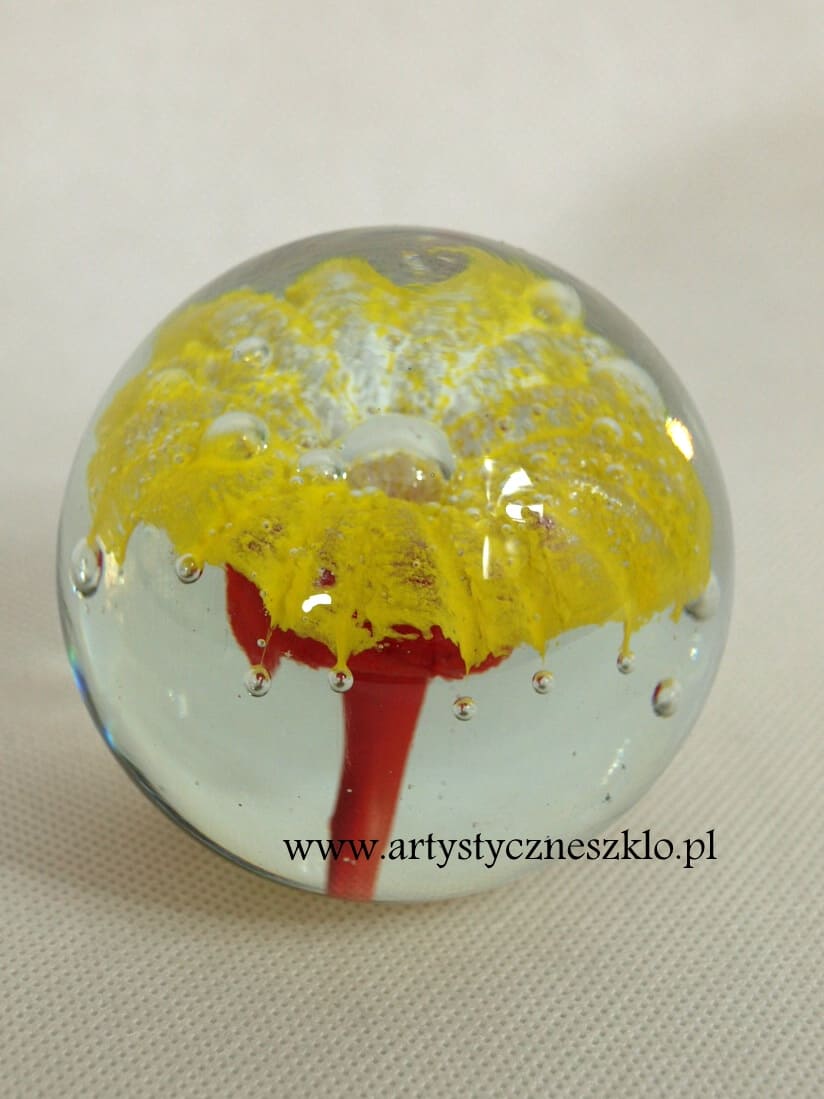 artystyczna kula ze szkła - żółty, czerwony