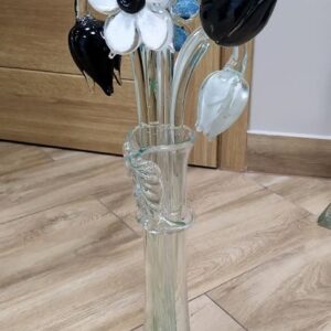 kwiaty szklane - kompozycje mieszane szklanych kwiatów